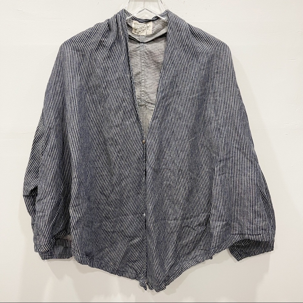 Alternative Button Front Oversized Tie-Front Stri… - image 2